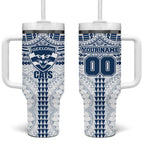 Personalized Geelong Cats Tumbler With Handle Polynesian Tribal Pattern Heritage Football