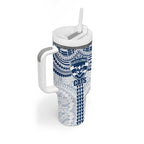 Personalized Geelong Cats Tumbler With Handle Polynesian Tribal Pattern Heritage Football