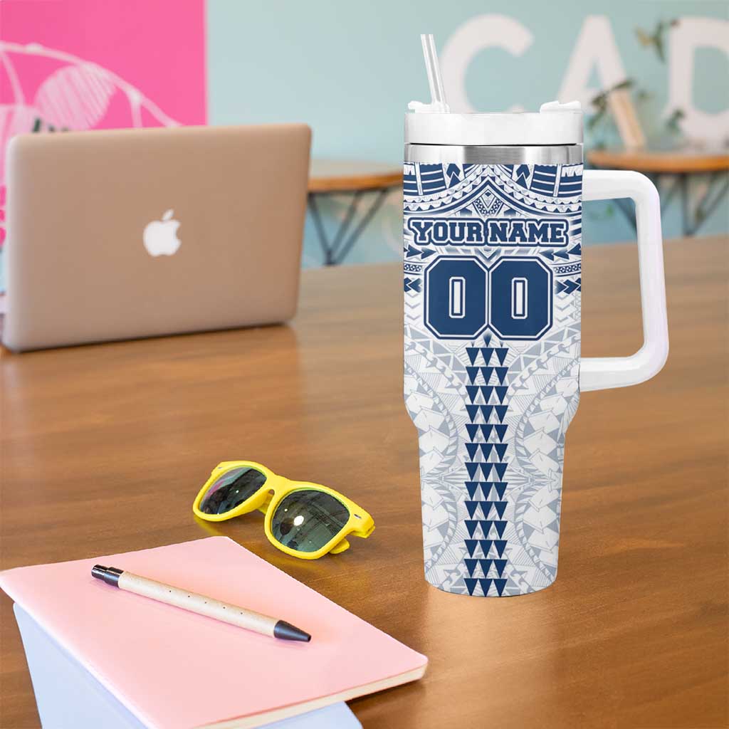 Personalized Geelong Cats Tumbler With Handle Polynesian Tribal Pattern Heritage Football
