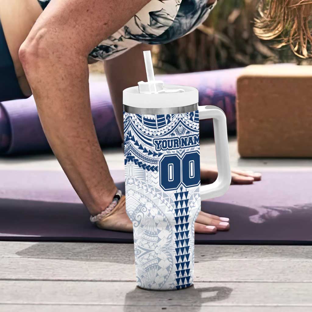 Personalized Geelong Cats Tumbler With Handle Polynesian Tribal Pattern Heritage Football