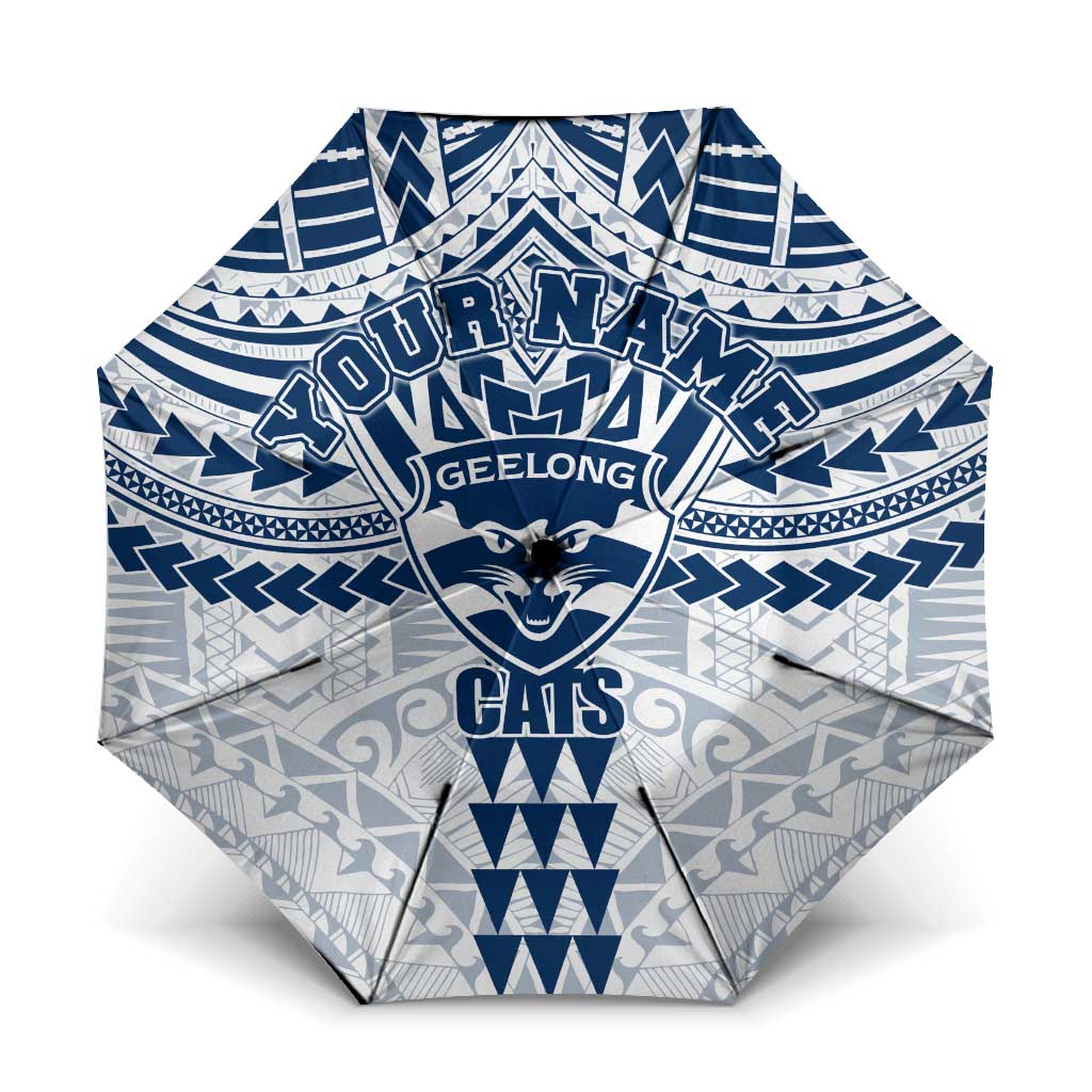 Personalized Geelong Cats Umbrella Polynesian Tribal Pattern Heritage Football