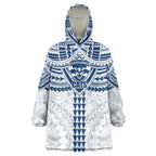 Personalized Geelong Cats Wearable Blanket Hoodie Polynesian Tribal Pattern Heritage Football