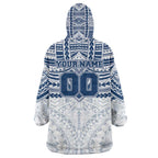 Personalized Geelong Cats Wearable Blanket Hoodie Polynesian Tribal Pattern Heritage Football