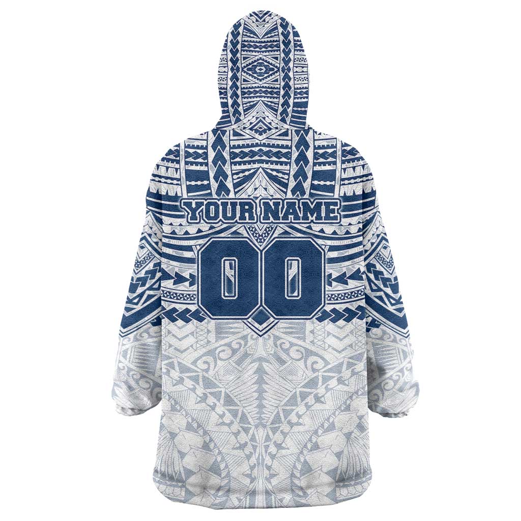 Personalized Geelong Cats Wearable Blanket Hoodie Polynesian Tribal Pattern Heritage Football