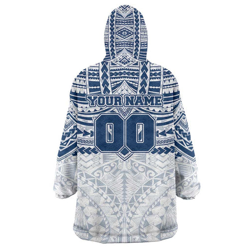 Personalized Geelong Cats Wearable Blanket Hoodie Polynesian Tribal Pattern Heritage Football