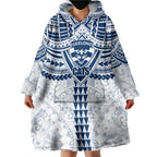 Personalized Geelong Cats Wearable Blanket Hoodie Polynesian Tribal Pattern Heritage Football