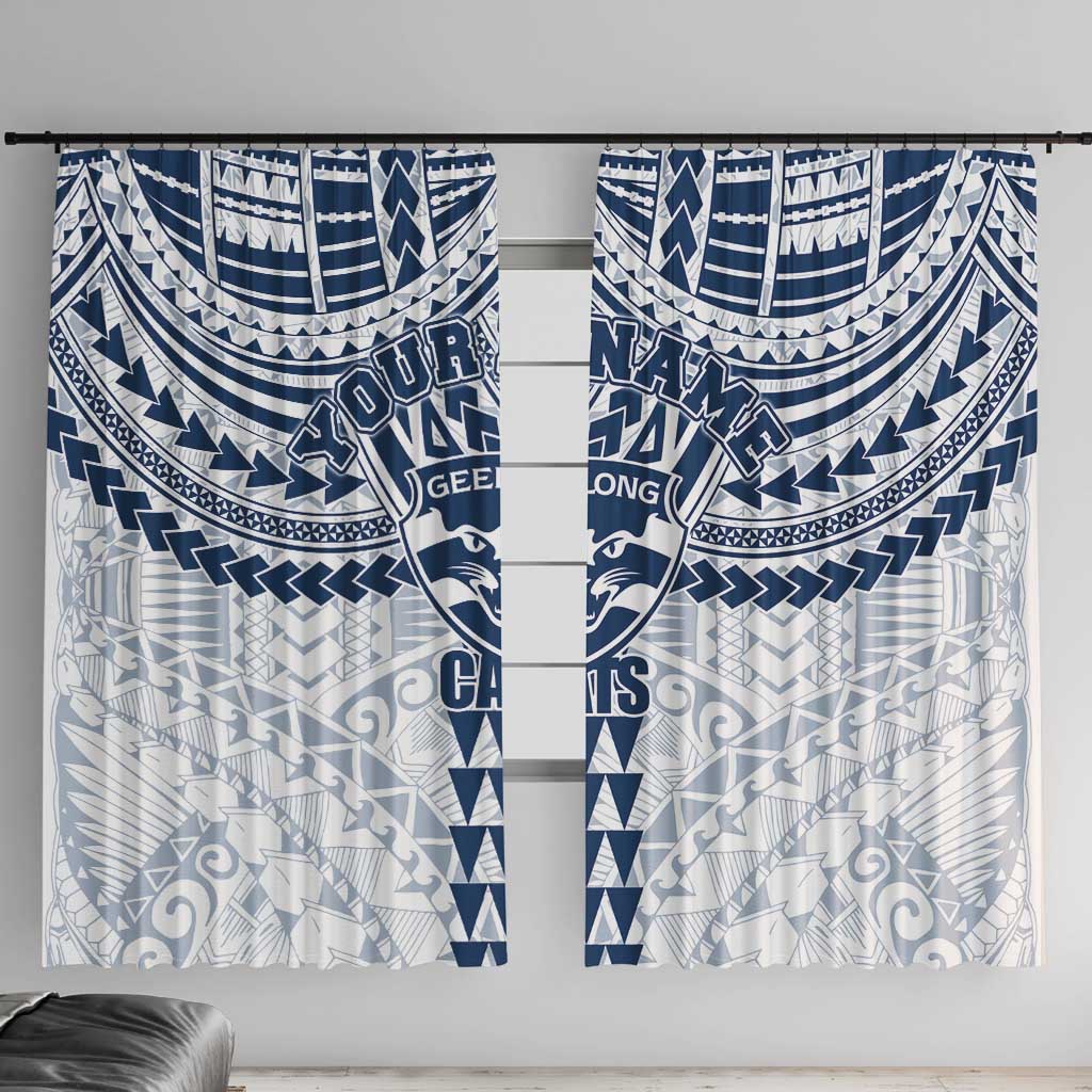 Personalized Geelong Cats Window Curtain Polynesian Tribal Pattern Heritage Football