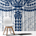Personalized Geelong Cats Window Curtain Polynesian Tribal Pattern Heritage Football