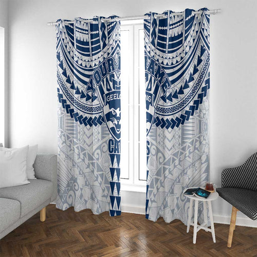 Personalized Geelong Cats Window Curtain Polynesian Tribal Pattern Heritage Football