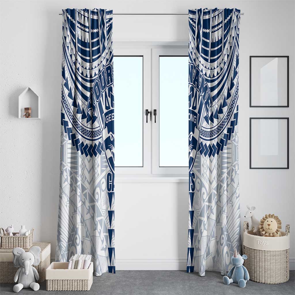 Personalized Geelong Cats Window Curtain Polynesian Tribal Pattern Heritage Football