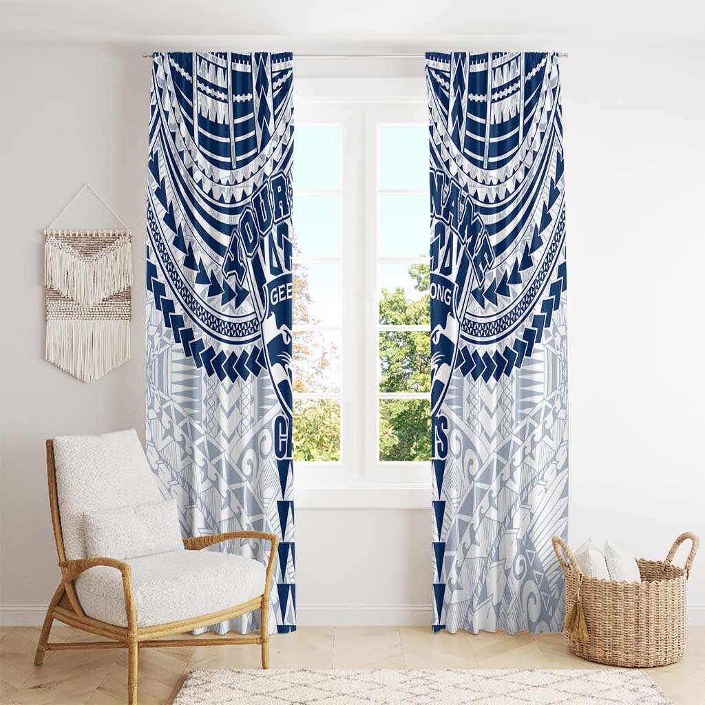 Personalized Geelong Cats Window Curtain Polynesian Tribal Pattern Heritage Football