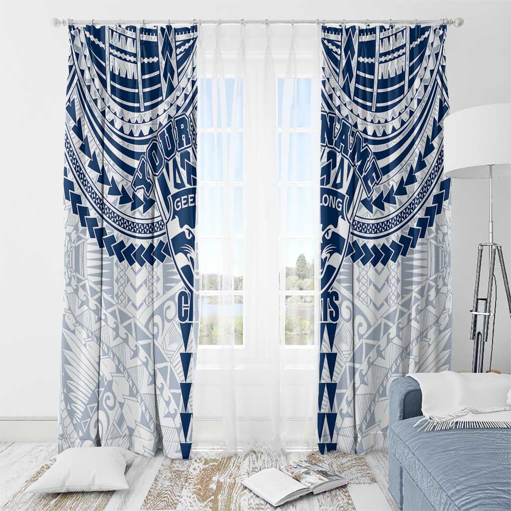Personalized Geelong Cats Window Curtain Polynesian Tribal Pattern Heritage Football