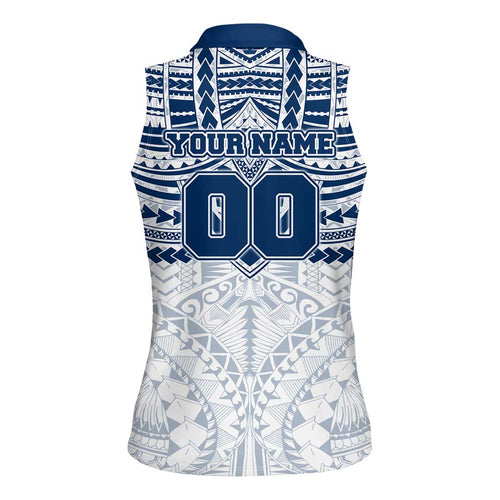 Personalized Geelong Cats Women Sleeveless Polo Shirt Polynesian Tribal Pattern Heritage Football