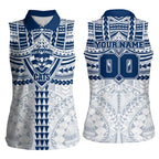 Personalized Geelong Cats Women Sleeveless Polo Shirt Polynesian Tribal Pattern Heritage Football