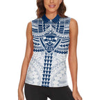 Personalized Geelong Cats Women Sleeveless Polo Shirt Polynesian Tribal Pattern Heritage Football