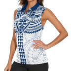Personalized Geelong Cats Women Sleeveless Polo Shirt Polynesian Tribal Pattern Heritage Football