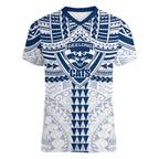 Personalized Geelong Cats Women V-Neck T-Shirt Polynesian Tribal Pattern Heritage Football