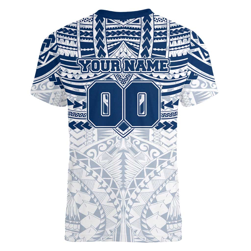 Personalized Geelong Cats Women V-Neck T-Shirt Polynesian Tribal Pattern Heritage Football