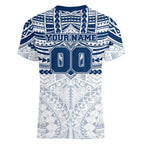 Personalized Geelong Cats Women V-Neck T-Shirt Polynesian Tribal Pattern Heritage Football