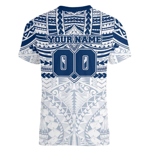 Personalized Geelong Cats Women V-Neck T-Shirt Polynesian Tribal Pattern Heritage Football