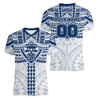 Personalized Geelong Cats Women V-Neck T-Shirt Polynesian Tribal Pattern Heritage Football