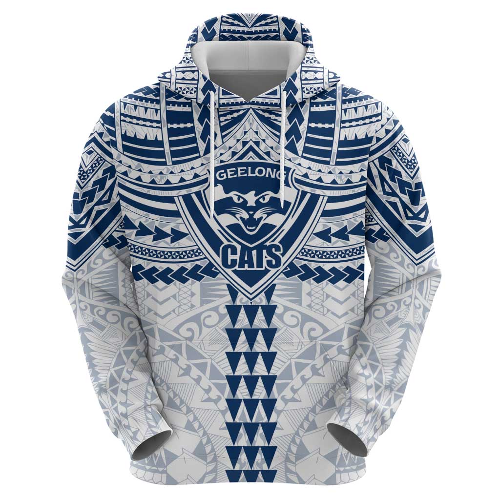 Personalized Geelong Cats Zip Hoodie Polynesian Tribal Pattern Heritage Football