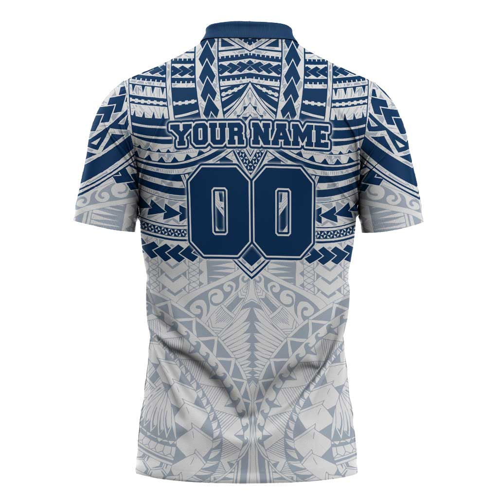 Personalized Geelong Cats Zipper Polo Shirt Polynesian Tribal Pattern Heritage Football