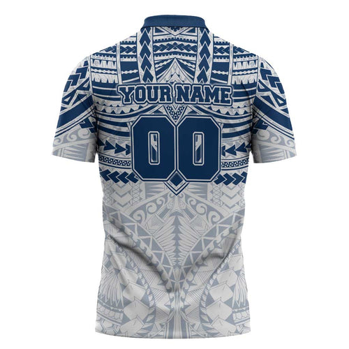 Personalized Geelong Cats Zipper Polo Shirt Polynesian Tribal Pattern Heritage Football