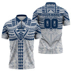 Personalized Geelong Cats Zipper Polo Shirt Polynesian Tribal Pattern Heritage Football