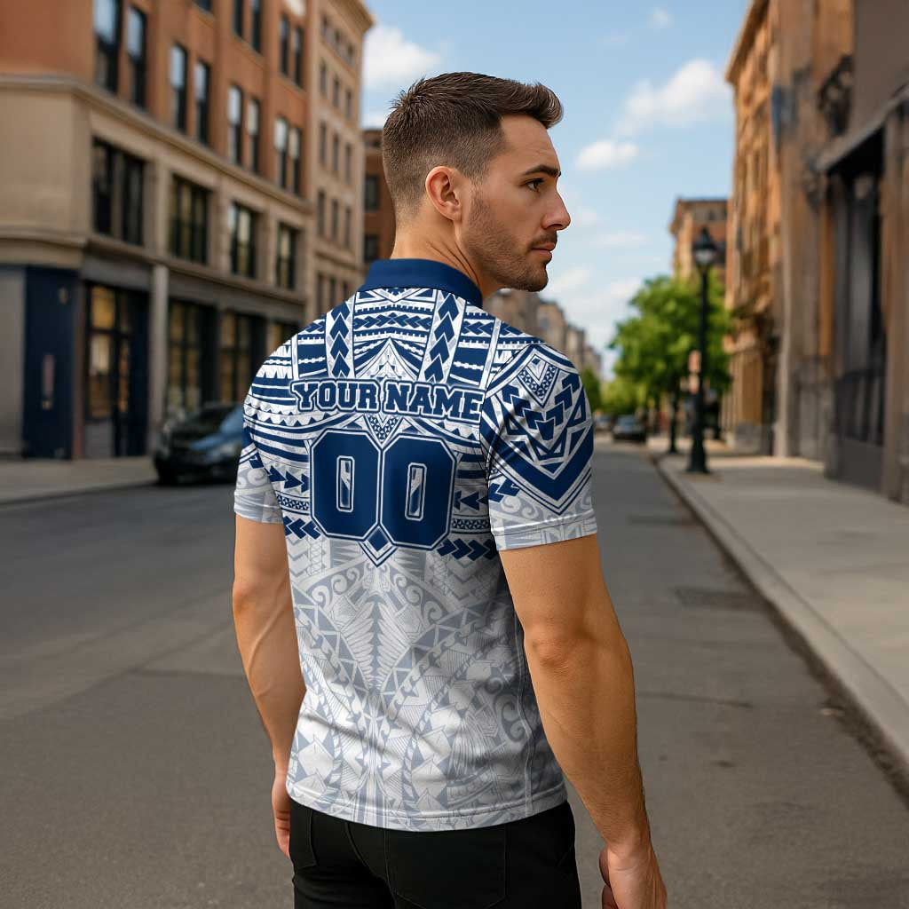 Personalized Geelong Cats Zipper Polo Shirt Polynesian Tribal Pattern Heritage Football