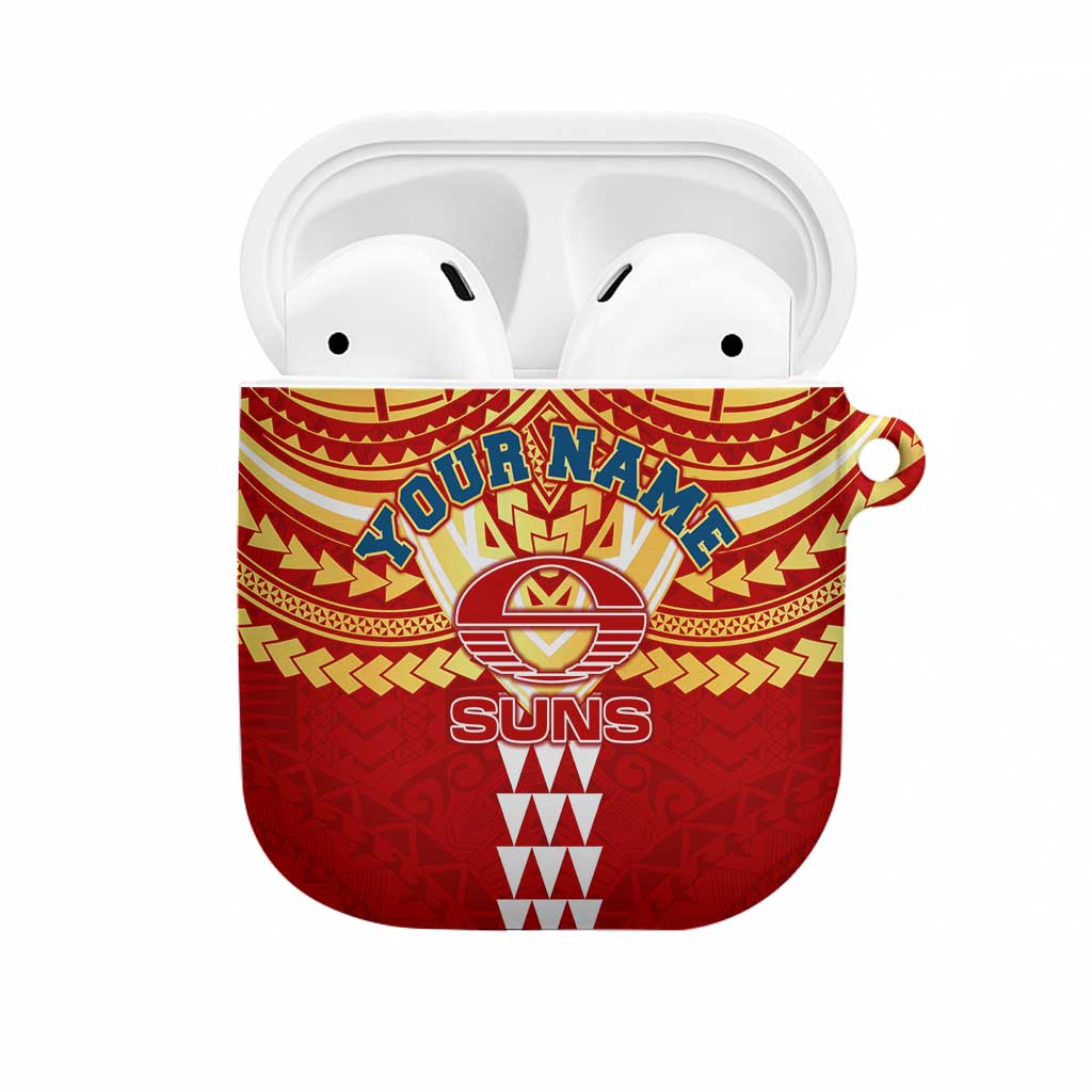 Personalized Gold Coast Suns AirPods Case Polynesian Tribal Pattern Heritage Football