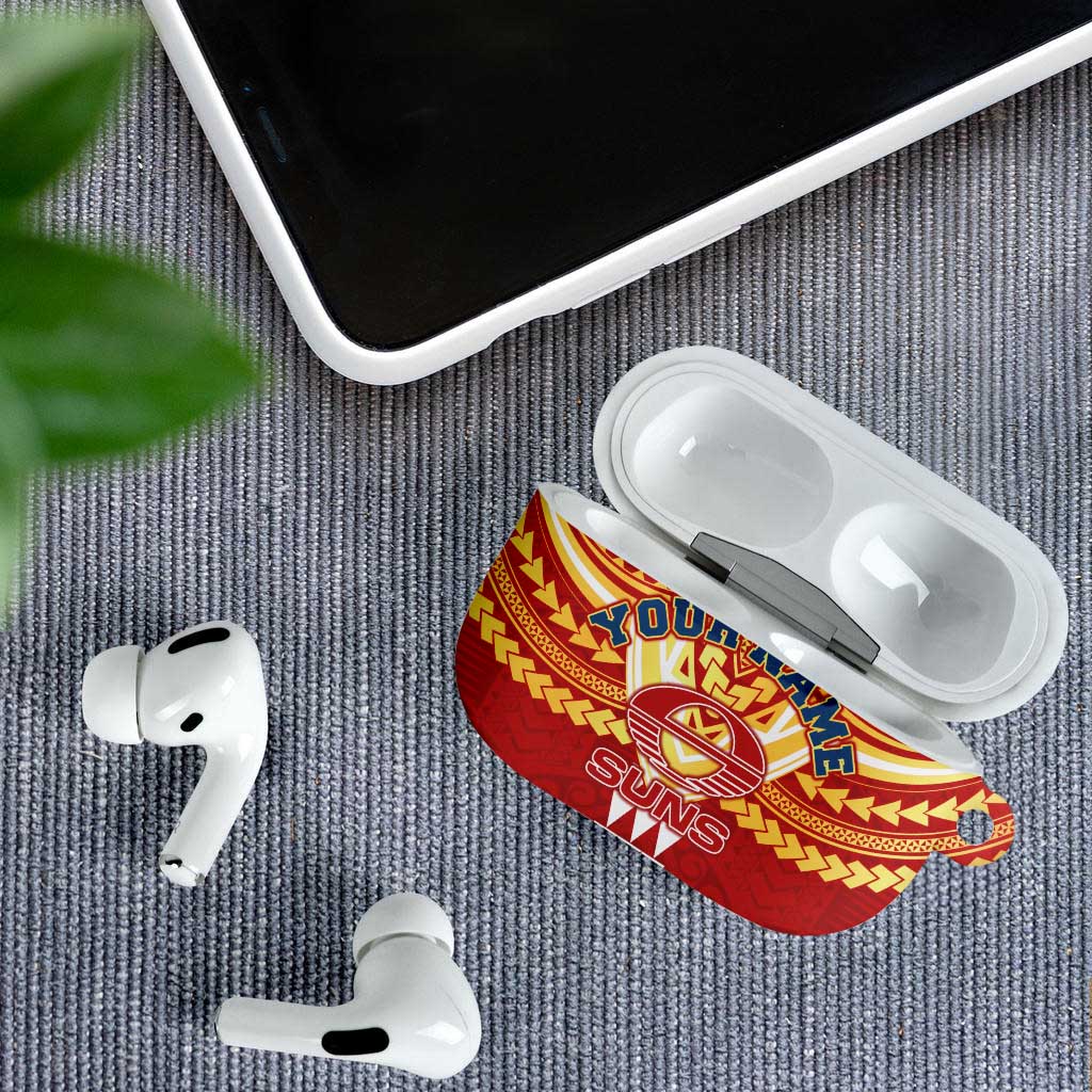 Personalized Gold Coast Suns AirPods Case Polynesian Tribal Pattern Heritage Football