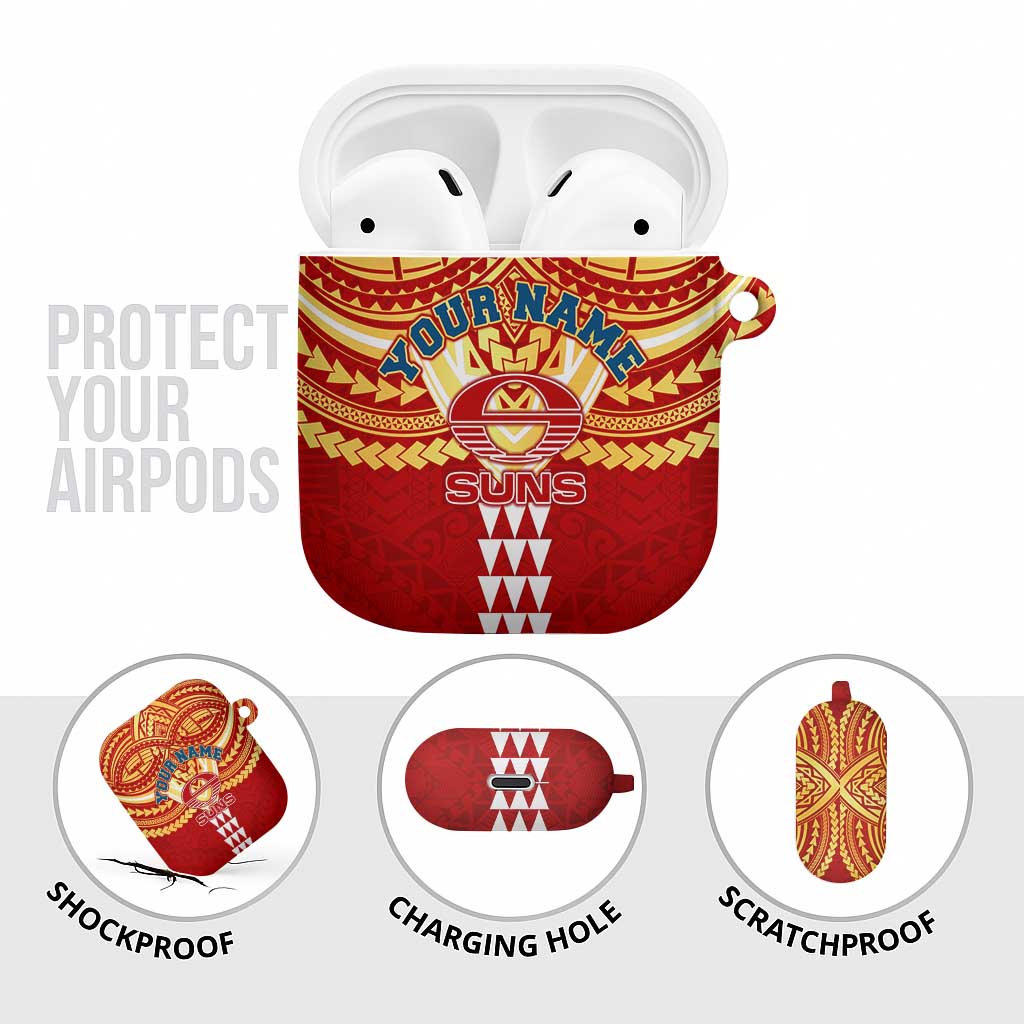 Personalized Gold Coast Suns AirPods Case Polynesian Tribal Pattern Heritage Football