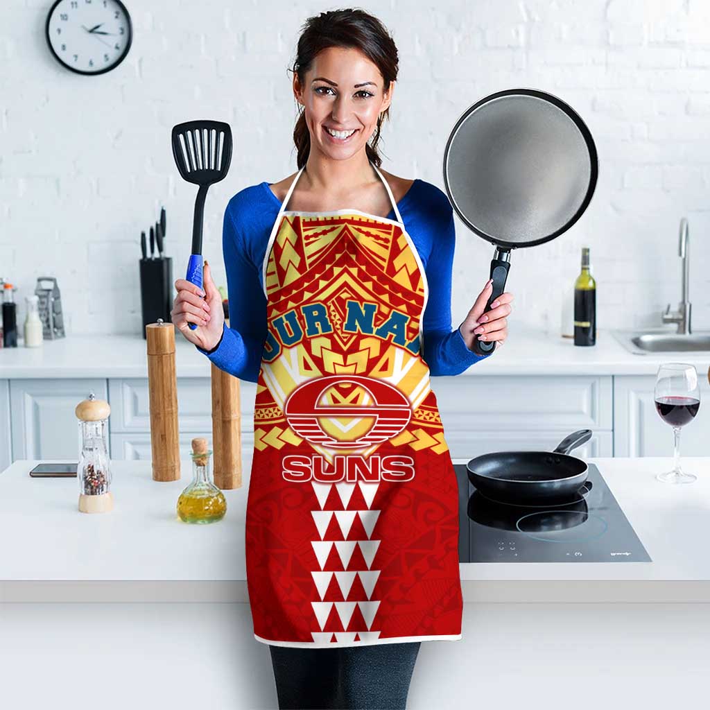 Personalized Gold Coast Suns Apron Polynesian Tribal Pattern Heritage Football