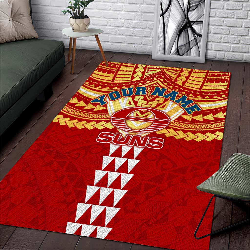 Personalized Gold Coast Suns Area Rug Polynesian Tribal Pattern Heritage Football