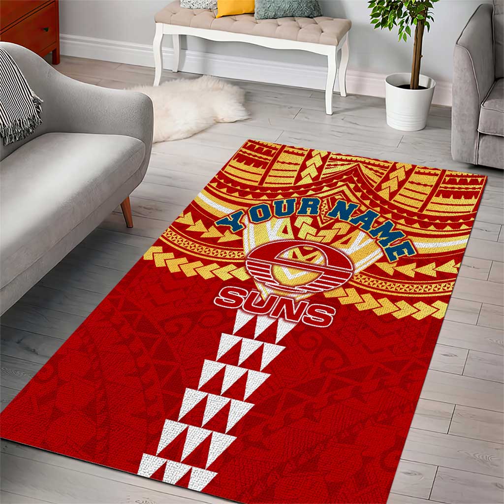 Personalized Gold Coast Suns Area Rug Polynesian Tribal Pattern Heritage Football