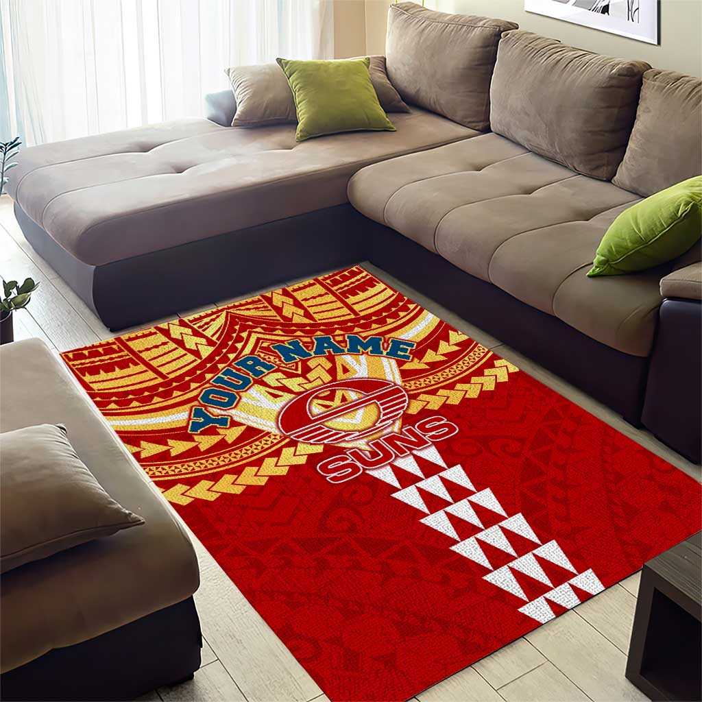 Personalized Gold Coast Suns Area Rug Polynesian Tribal Pattern Heritage Football