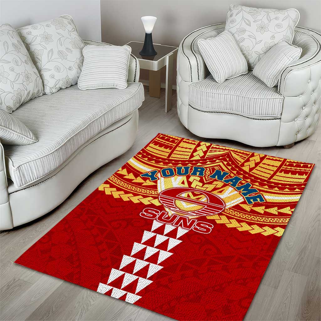 Personalized Gold Coast Suns Area Rug Polynesian Tribal Pattern Heritage Football