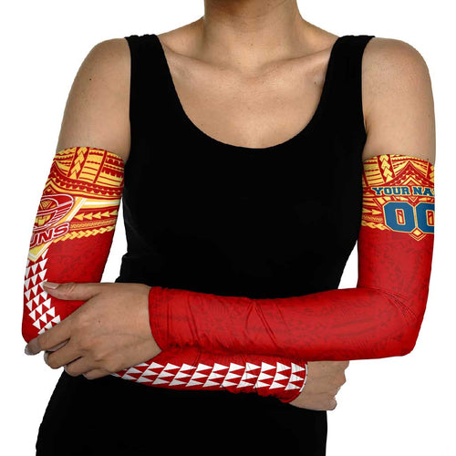 Personalized Gold Coast Suns Arm Sleeves Polynesian Tribal Pattern Heritage Football