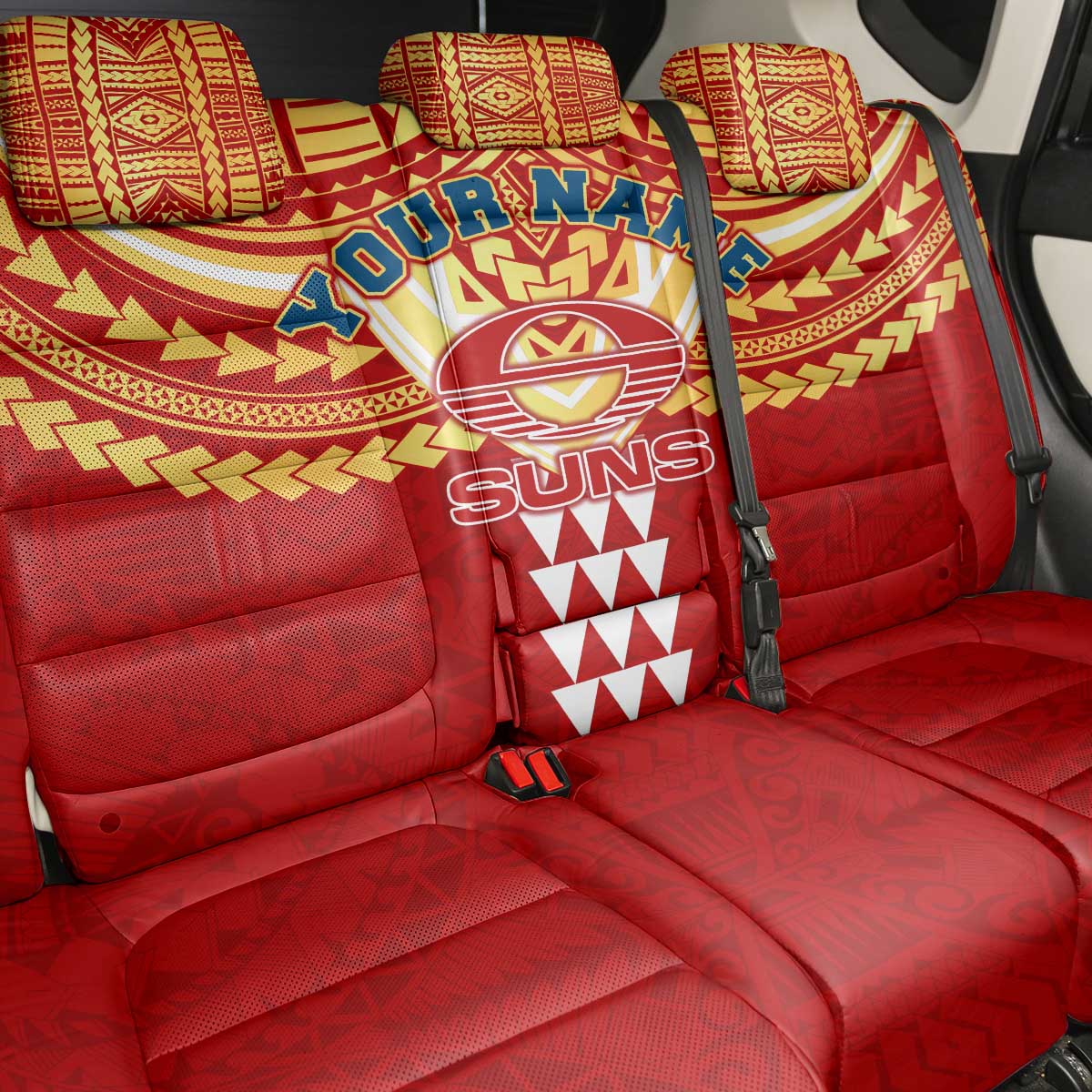 Personalized Gold Coast Suns Back Car Seat Cover Polynesian Tribal Pattern Heritage Football
