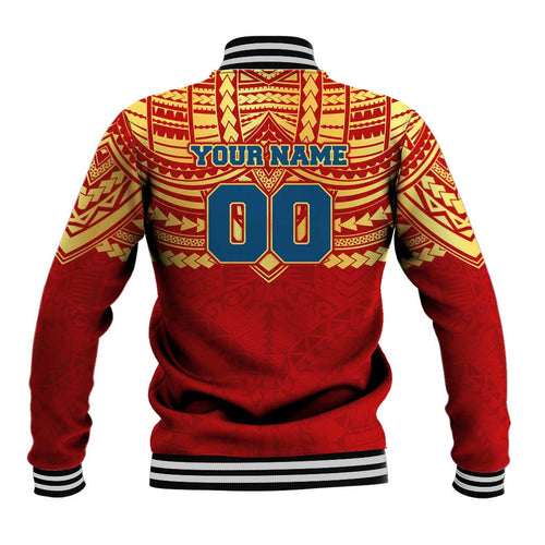 Personalized Gold Coast Suns Baseball Jacket Polynesian Tribal Pattern Heritage Football