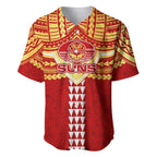 Personalized Gold Coast Suns Baseball Jersey Polynesian Tribal Pattern Heritage Football