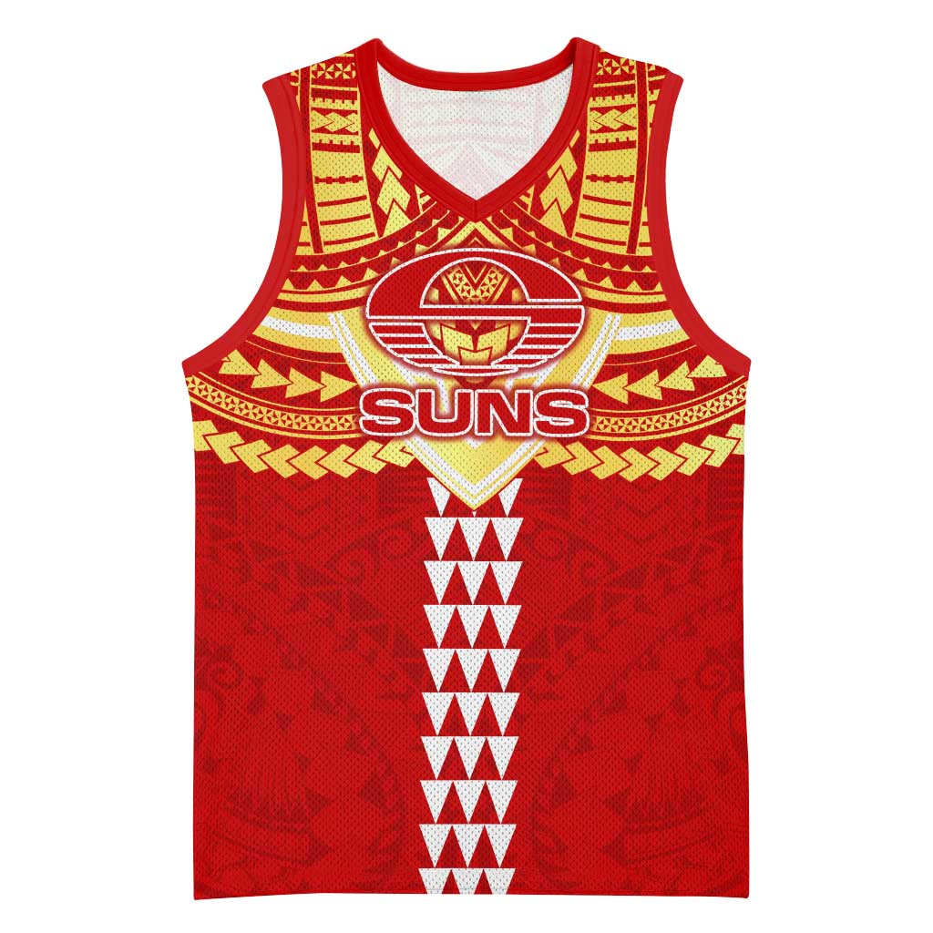 Personalized Gold Coast Suns Basketball Jersey Polynesian Tribal Pattern Heritage Football