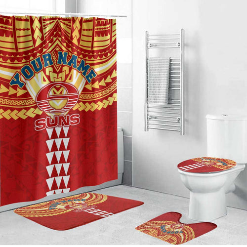 Personalized Gold Coast Suns Bathroom Set Polynesian Tribal Pattern Heritage Football