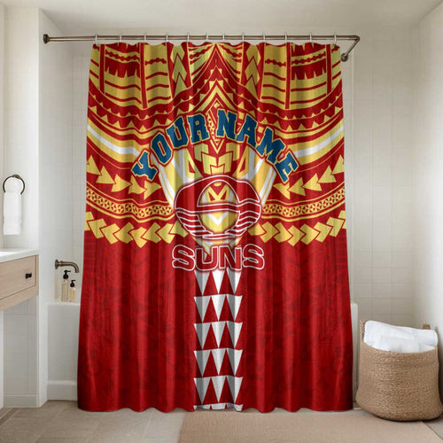 Personalized Gold Coast Suns Bathroom Set Polynesian Tribal Pattern Heritage Football