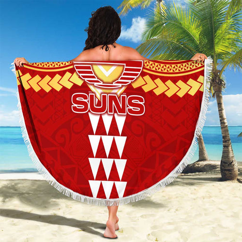 Personalized Gold Coast Suns Beach Blanket Polynesian Tribal Pattern Heritage Football