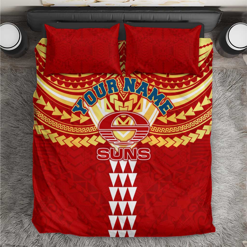 Personalized Gold Coast Suns Bedding Set Polynesian Tribal Pattern Heritage Football