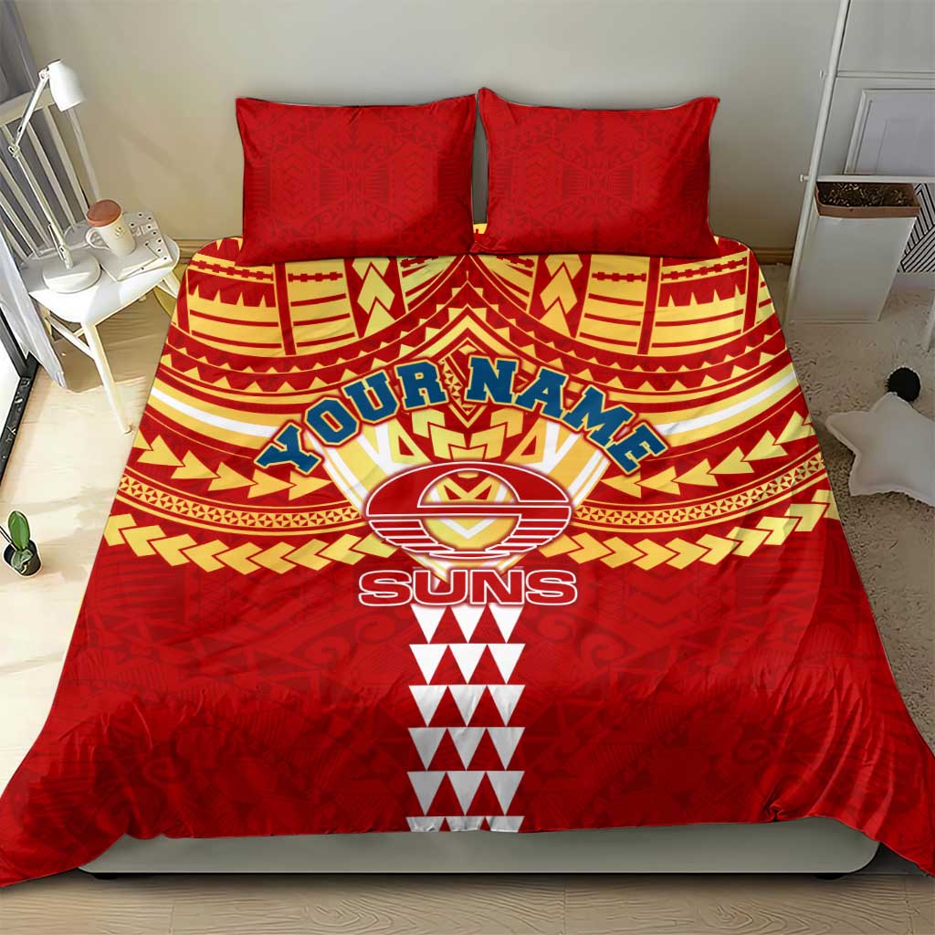 Personalized Gold Coast Suns Bedding Set Polynesian Tribal Pattern Heritage Football