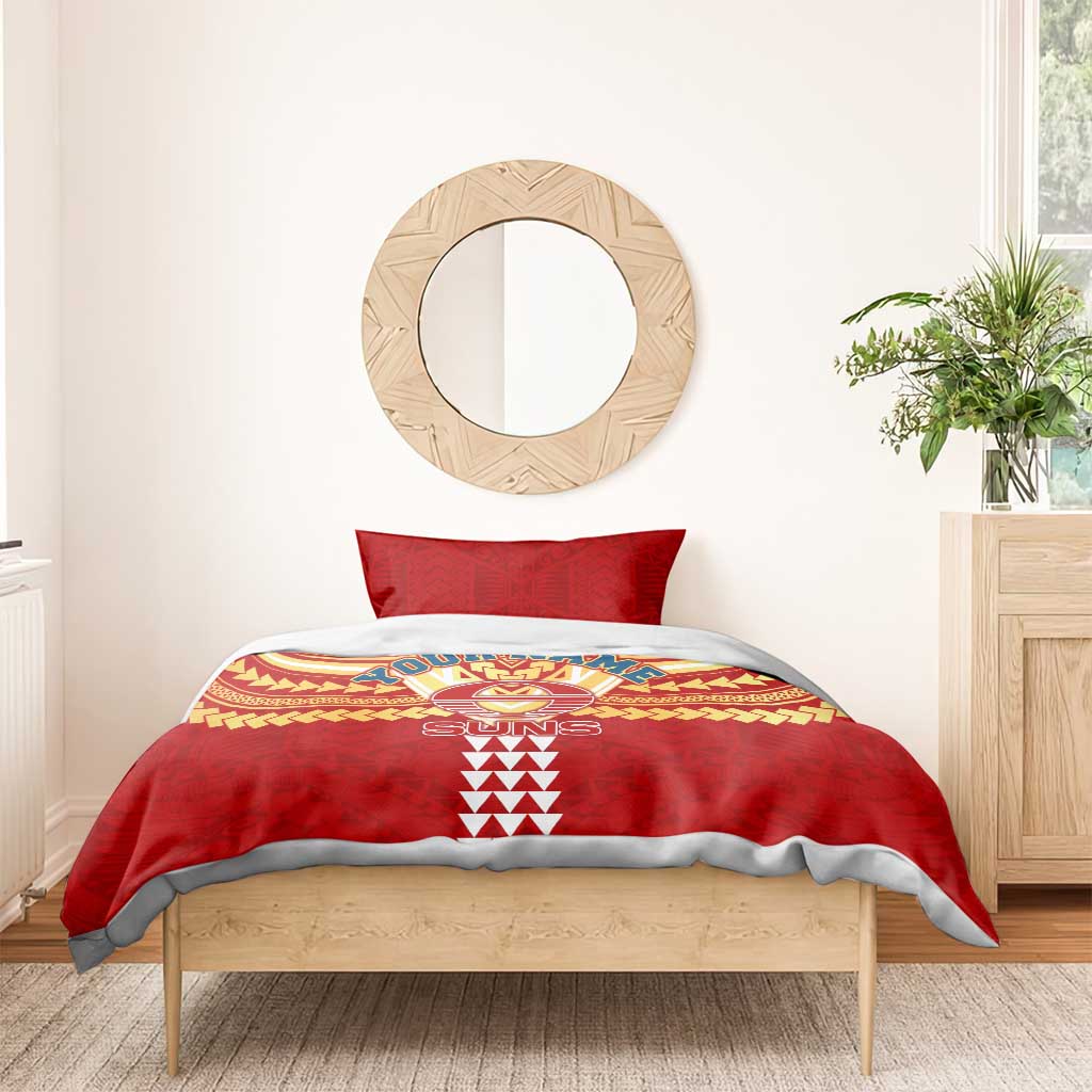 Personalized Gold Coast Suns Bedding Set Polynesian Tribal Pattern Heritage Football
