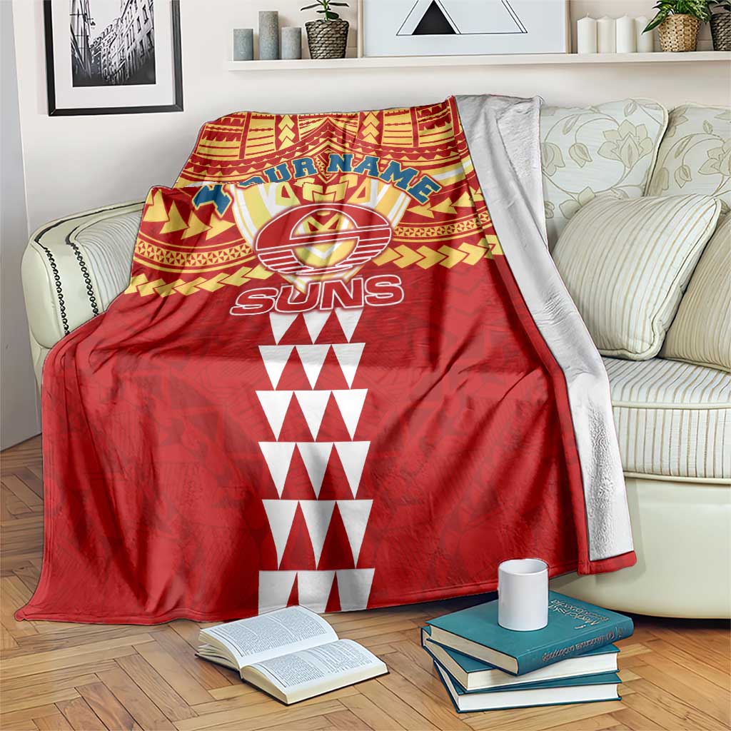 Personalized Gold Coast Suns Blanket Polynesian Tribal Pattern Heritage Football